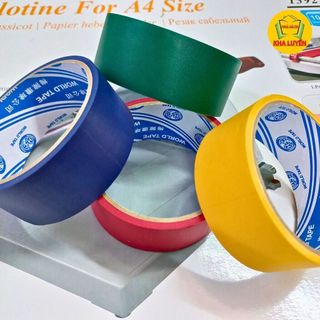 Băng dính simily cuộn dày,băng dính dán gáy, băng dính lụa dày 3 màu xanh /đỏ/ vàng chất lượng loại 1