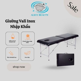 ( XẢ HÀNG THU HỒI VỐN).Giường vali inox nhập khẩu.Giường phun xăm, spa, massage, giường nối mi, giường gấp gọn- Mẫu mới