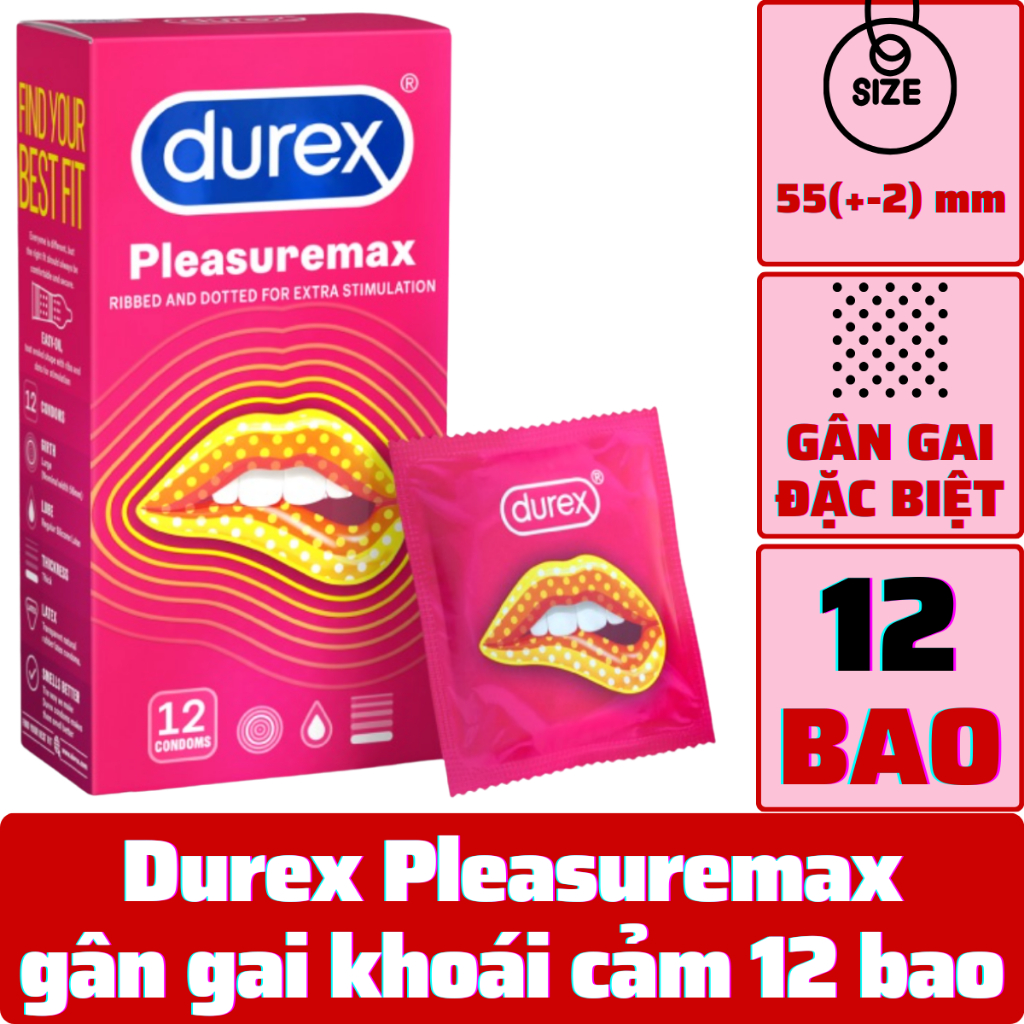 (che tên) Combo 7 Hộp Bao cao su Durex 48 bao tùy chọn, durex pleasureax performa invisible kingtex