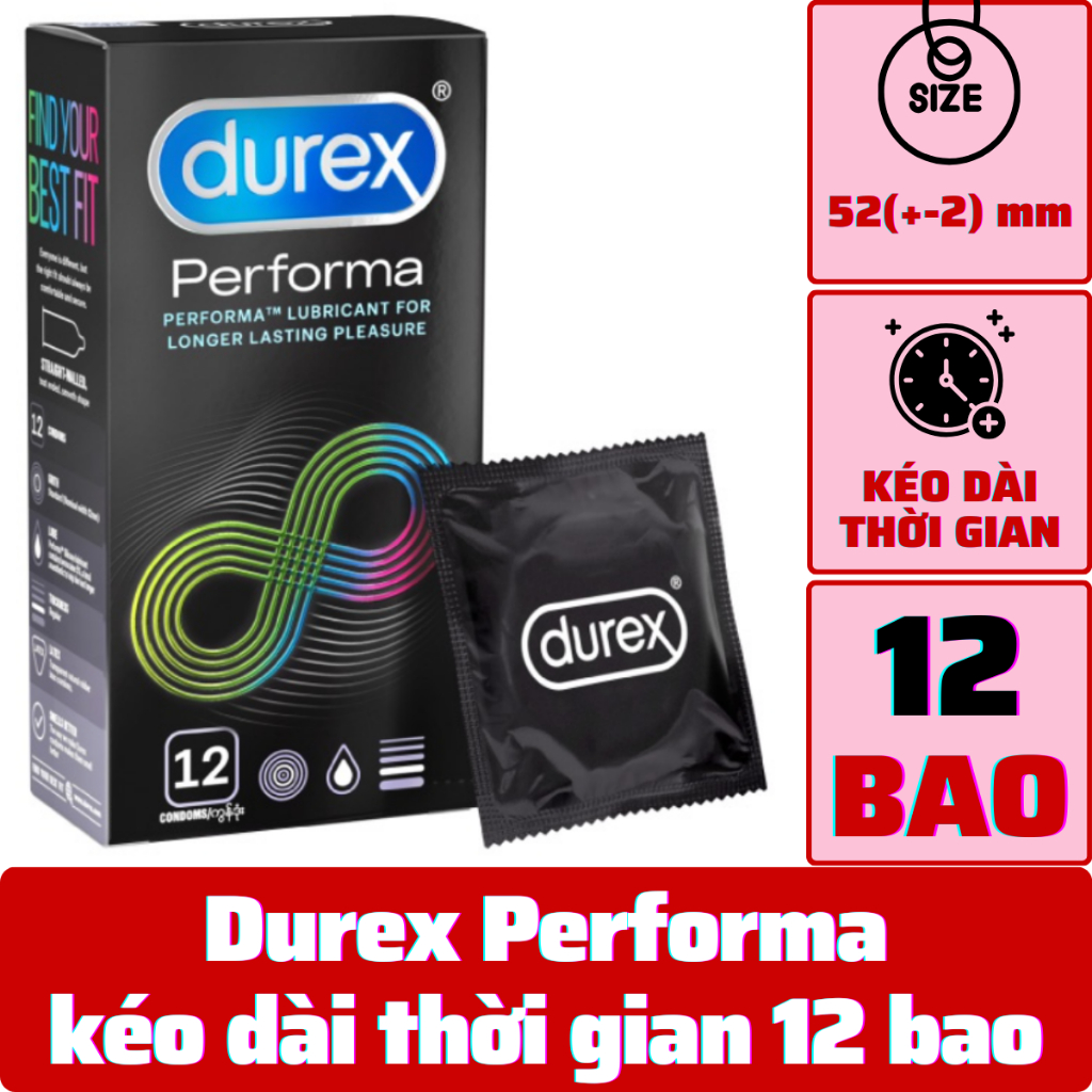 (che tên) Combo 7 Hộp Bao cao su Durex 48 bao tùy chọn, durex pleasureax performa invisible kingtex