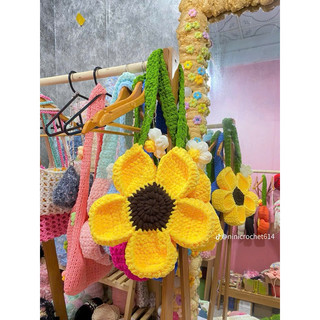 Túi len hoa cúc/túi dưa hấu len-bloom flower bag handmade
