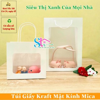 Túi giấy kraft mặt kính mica cao cấp, túi giấy bóng kiếng dày cứng, túi kraft đựng quà, túi đựng quà