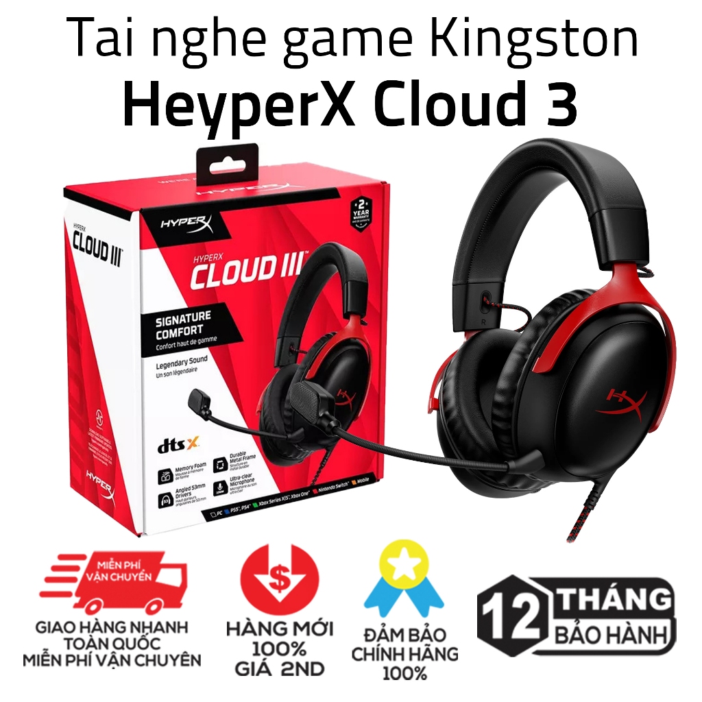 Tai nghe game Kingston HyperX Cloud III - HÀNG CHÍNH HÃNG BẢO HÀNH 12 THÁNG
