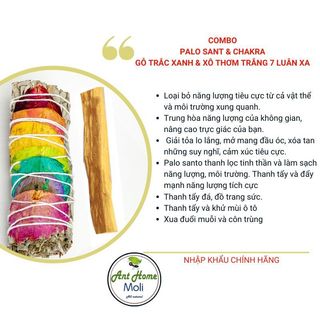 Sét 1 thanh palo santo và 1 bó xô thơm Chakra 7 màu khai mở luân xa (Combo số 9)