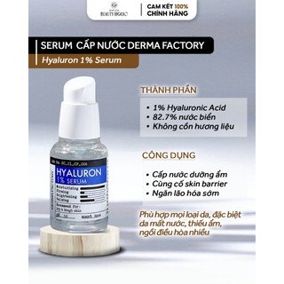 Tinh chất dưỡng ẩm căng bóng derma factory hyaluron 1% serum 30ml