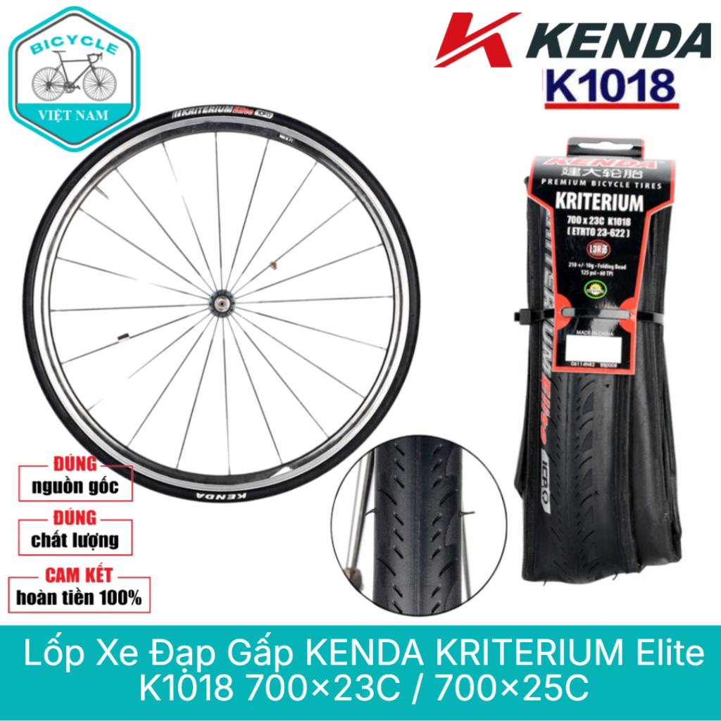 Vỏ Lốp Gấp Xe Đạp KENDA KRITERIUM Elite K1018 – 700x23C / 700x25C – Nhẹ, Bền, Êm Ái
