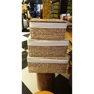 Bộ 3 chiếc giỏ lục bình đựng đồ hình chữ nhật