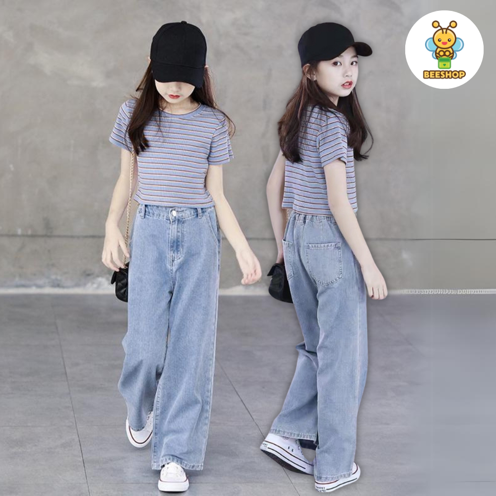 Quần jean bé gái size đại quần bò ống loe trẻ em BEESHOP H25026