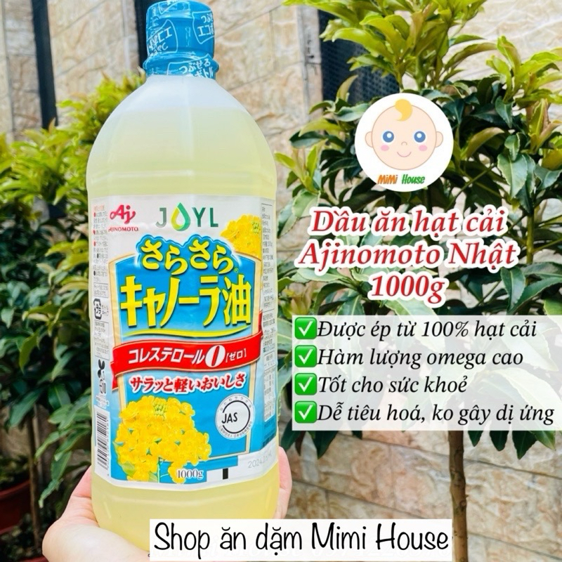 [Date 2/2027] Dầu ăn hạt cải Ajinomoto Nhật 1 lít, dầu ăn hoa cải Ajinomoto 1000g