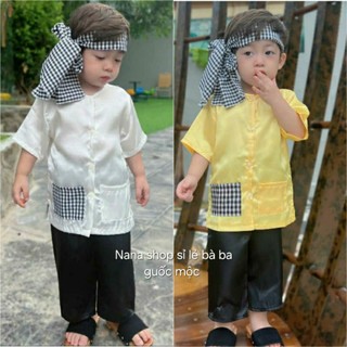 Bộ bà ba đi chùa cho bé / Bộ bà ba bé trai bé gái chất lụa mềm mịn mát size 8ky - 45ky