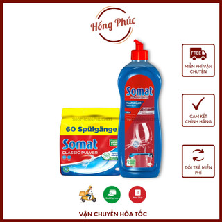 Combo bột rửa chén Somat 960g và nước làm bóng Somat 750ml