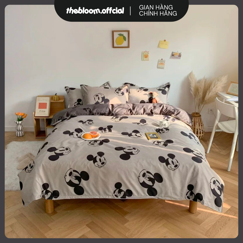 POLY | Set Chăn Ga Gối Cotton Poly 4 món - Chuột Mickey