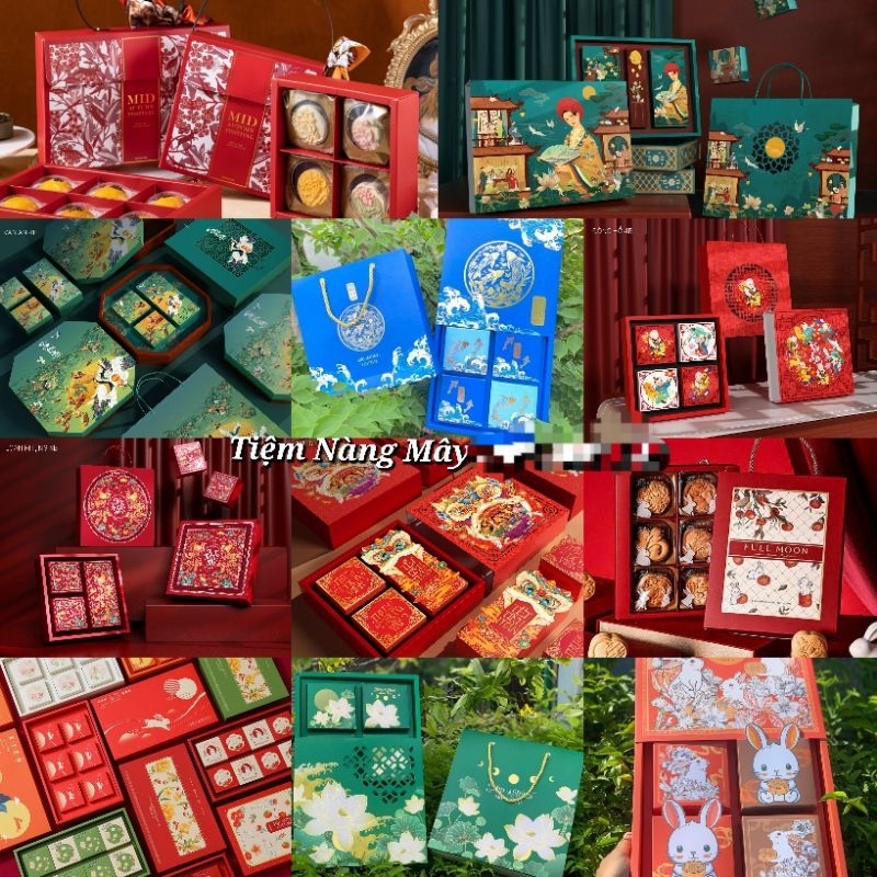 5 Hộp đựng bánh trung thu 150g 250g , 100g 4 bánh mẫu 2024