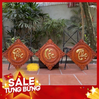 Tranh chữ phúc lộc thọ gỗ hương (vuông 30, 35, 40cm)
