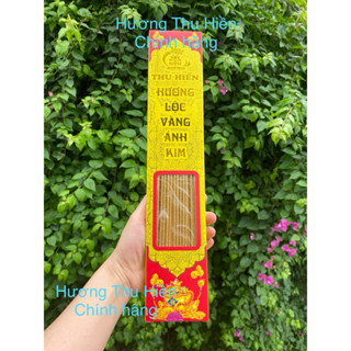 Hộp hương Thu Hiền lộc vàng ánh kim, cuốn tàn màu vàng ánh kim, đậu tài lộc, dài 38cm