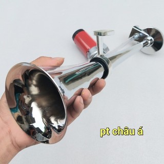 Bộ còi sinh hơi 45cm inox trắng âm thanh chất. điện 12v và 24v