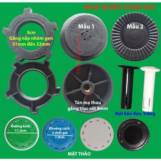 1 Cái khóa cánh quạt, 1 cái khóa lồng quạt, 1 cái nút kéo, mặt thảo