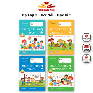 Sách - Combo Bài Tập Tuần và Đề Kiểm Tra lớp 2 - Chương Trình Kết Nối Tri Thức Toán và Tiếng Việt Học kì 1 (4 cuốn)