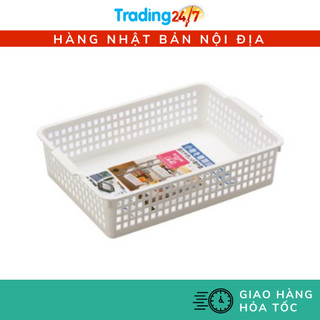 [Hỏa tốc HCM] Rổ Nhựa Trắng Có Tay Nắm Đựng Tài Liệu Giấy Khổ A4 Inomata Nội địa Nhật Bản