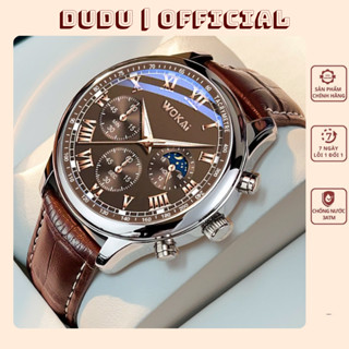 Đồng hồ đeo tay nam W06 dây da nâu mặt nâu lịch lãm sang trọng