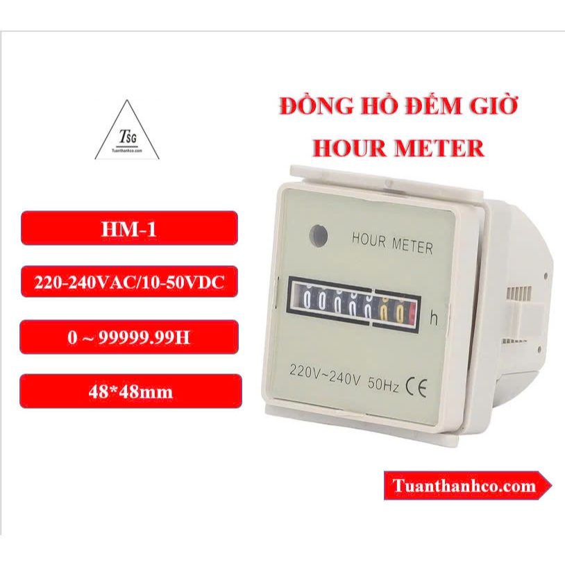 Đồng Hồ Đếm Giờ Hoạt Động Hour Meter HM-1 Hiệu BERM HM1