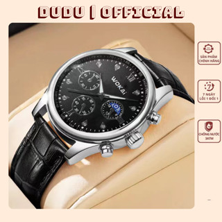 Đồng hồ đeo tay nam W3 dây da viền vàng mặt xanh lịch lãm sang trọng lịch sự