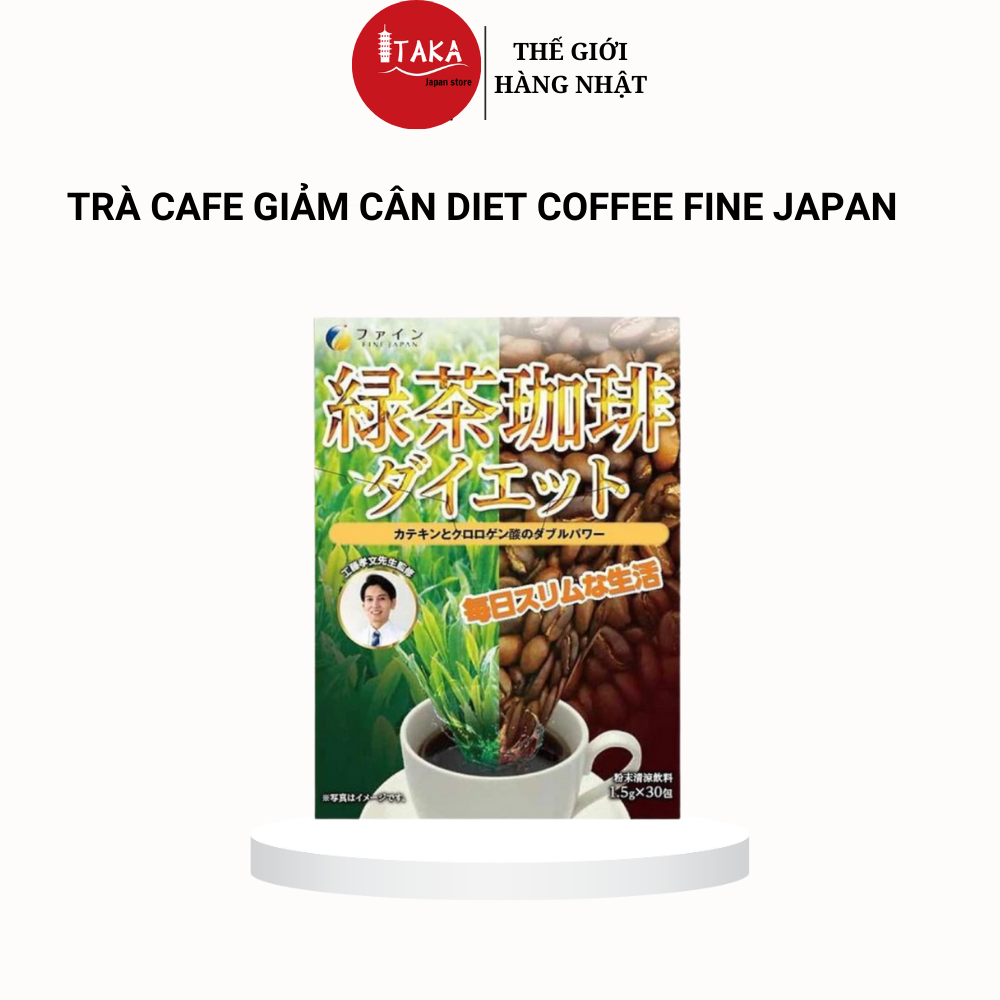 Trà cà phê hỗ trợ giảm cân Green tea & Diet coffee FINE JAPAN đẩy nhanh quá trình đốt cháy mỡ thừa hộp 30 gói (T12/2024)