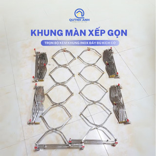 Khung màn xếp gọn inox thông minh chống muỗi cao cấp - xưởng màn quỳnh anh
