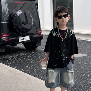 SB24_6 Set Bộ Cho Bé Trai Gồm Áo Thun Và Quần Jean Mềm Size Từ 15kg Đến 32kg