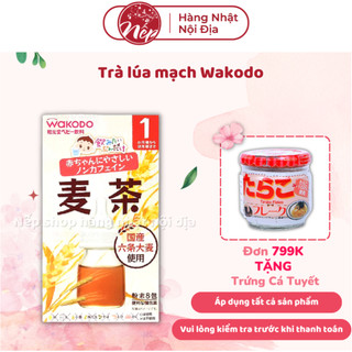 Trà lúa mạch Wakodo dạng bột 6 gói - trà thanh nhiệt cho bé 1 tháng nội địa nhật