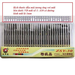 Mũi mài điêu khắc đá ngọc cao cấp - mũi mài kịm cương zsy
