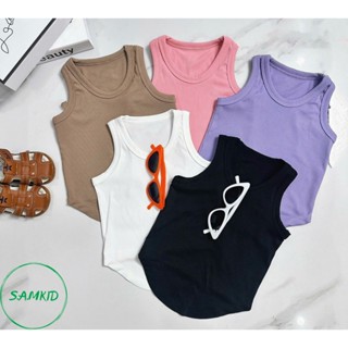 8-40kg Áo Sát Nách Ôm Body Bé Gái Vạt bầu Thun Tăm Cực Đẹp SAMKIDS Áo Bé Gái Mùa Hè có size đại