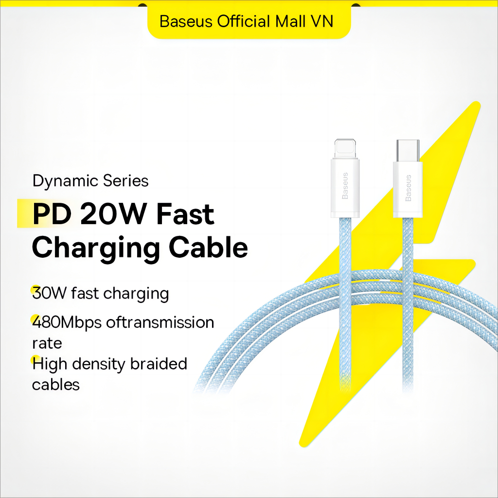 Dây Cáp Baseus PD 20W Nối Đầu USB-C Sang Đầu Sạc Nhanh Hỗ Trợ Truyền Dữ Liệu 480Mbps | BigBuy360 - bigbuy360.vn