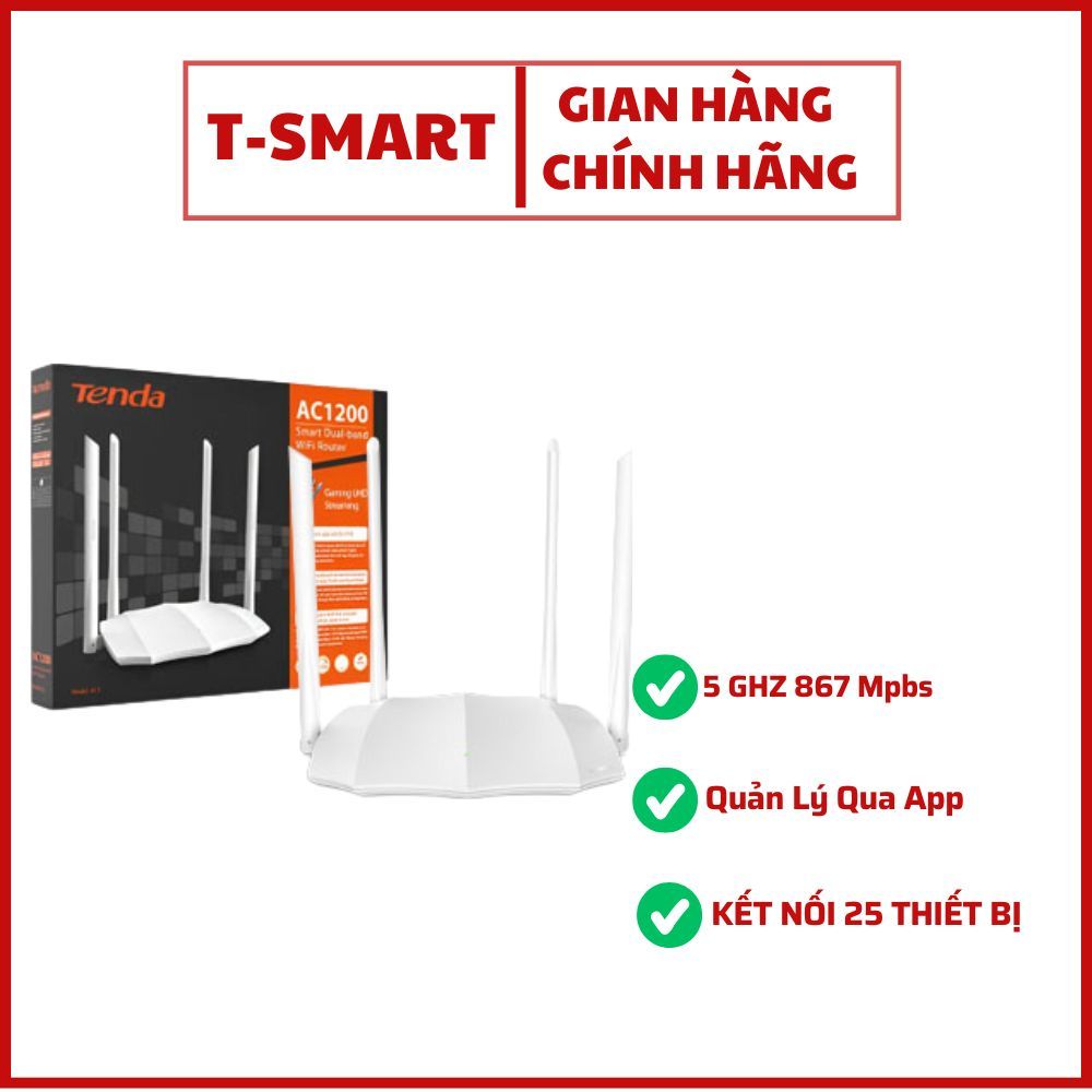 Bộ Phát Wifi Tenda AC5 Băng Tần Kép Chuẩn AC 1200Mbps - Hàng Chính Hãng