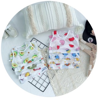 Bộ quần áo ba lỗ cotton giấy cho bé trai bé gái size từ 5-15kg