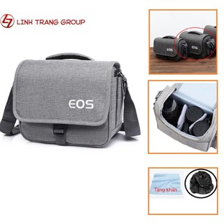 Túi đựng máy ảnh thời trang, dày dặn chống sống tốt  EOS,  tặng túi trùm chống nước và khăn lau lens  - Oz132