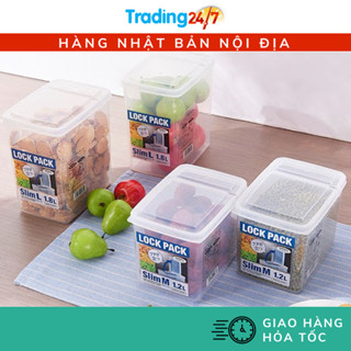 Hộp nhựa đựng thực phẩm, đồ khô nắp liền Lock Pack nhựa trong thiết kế thông minh Nội địa Nhật Bản