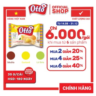 Bánh Trứng Tươi Custard Otto Nhân Kem 35g | Bánh ăn sáng tiện lợi | Bánh mì tươi | Đồ ăn vặt