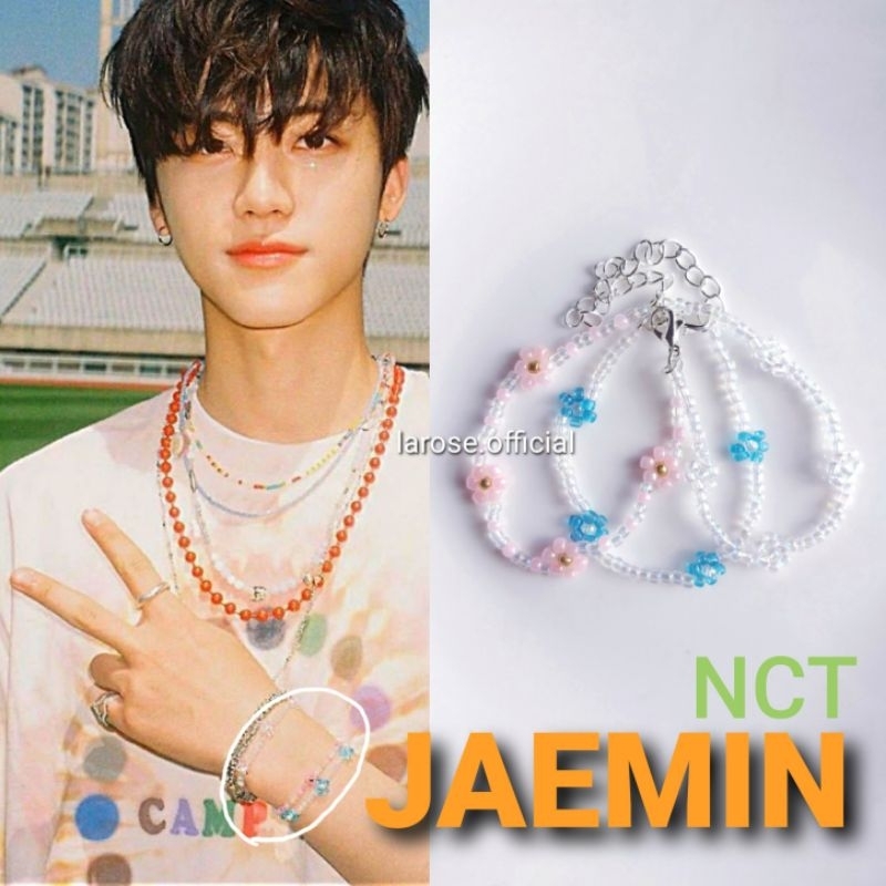 Set vòng tay Jaeminie hoa xanh, hoa hồng, hoa trong, set 3 vòng