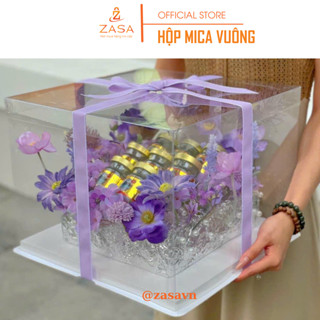 Hộp Mica Vuông Trong Suốt - Hộp Đựng Bánh Kem, Hoa, Trái Cây, Quà Tặng - Zasavn (Không Kèm Ruy Băng)