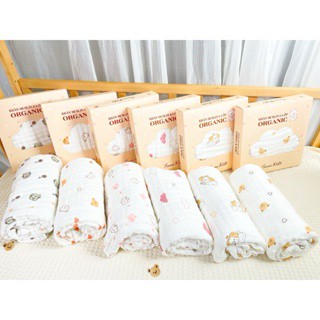 Khăn Tắm Xô Muslin Organic Ema Kids 6 Lớp Mềm Mại Thấm Hút Tốt Cho Bé Size 85x 110cm