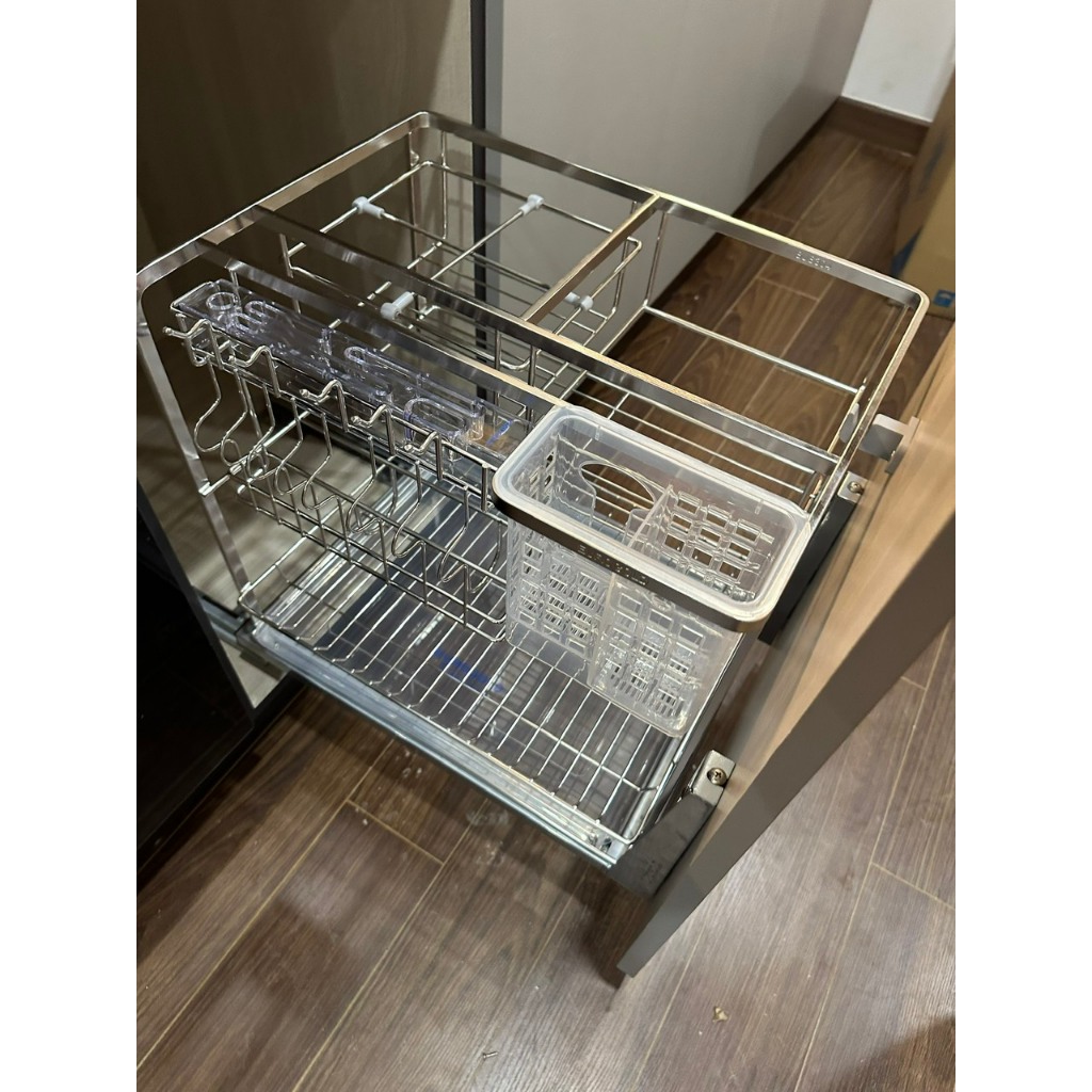 Giá để dao thớt chai lọ nan vuông, Kệ gia vị chai lọ inox 304 Eurogold lắp tủ bếp CHÍNH HÃNG EUROGOL
