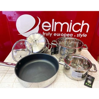 Bộ nồi inox liền khối Elmich Trimax ECO EL-8003 size 16, 18, 22, chảo 26cm