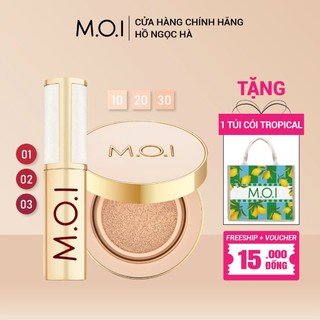 Combo 2 sản phẩm phấn nước m.o.i premium baby cushion và son kem m.o.i lễ hội