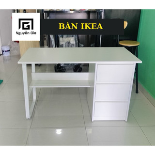 Bàn làm việc decor nhiều hộc tủ , bàn ikea chân uốn