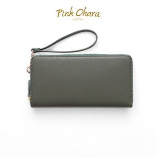 Ví dài cầm tay nam nữ pink ohara da bò thật
