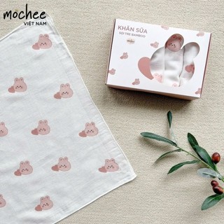 Set 6 khăn sữa Bamboo Mochee 30x37cm, khăn sữa vải sợi tre bamboo - Monnie Kids
