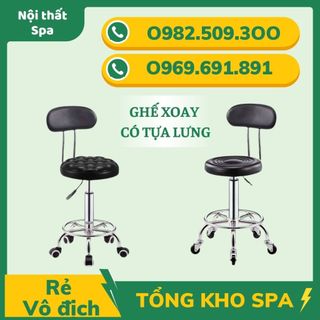 Ghế xoay phun xăm có tựa lưng - ghế xoay spa có tựa