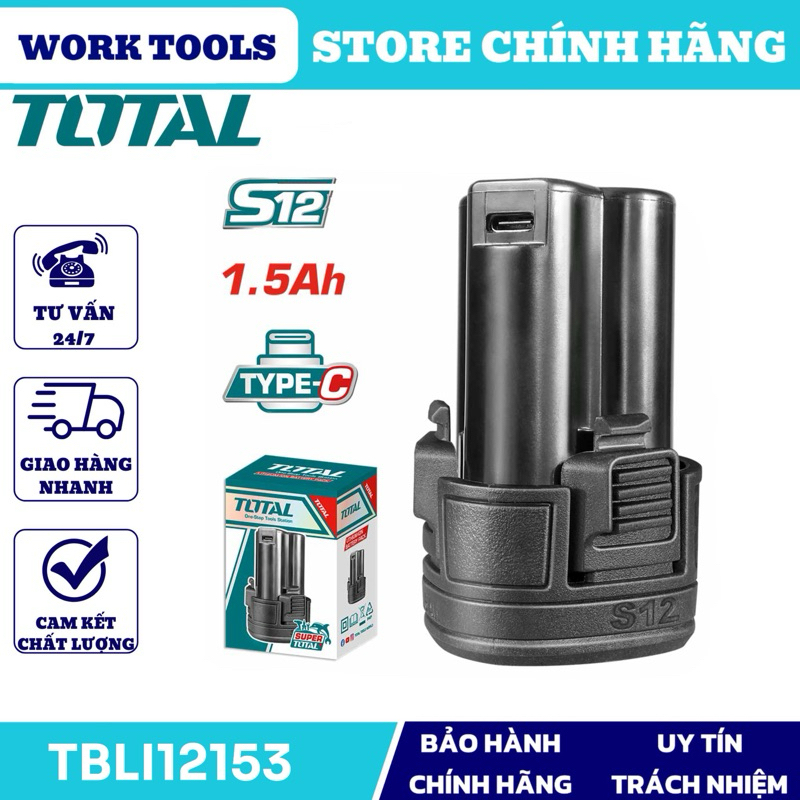 TOTAL PIN 12V 1.5Ah TBLI12153 ( Chính hãng TOTAL )