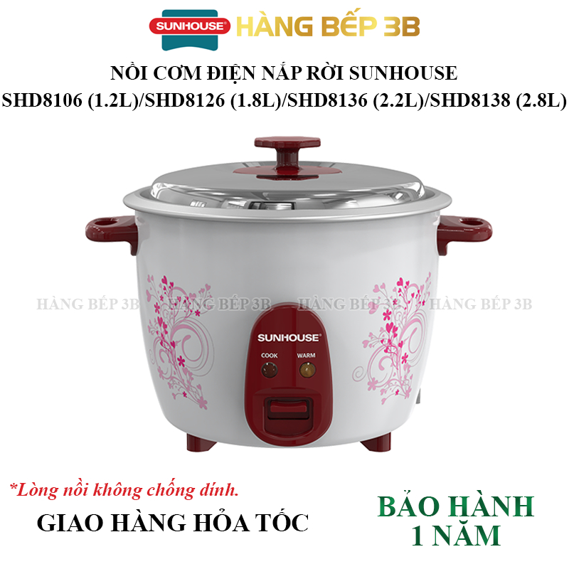 Nồi cơm điện nắp rời Sunhouse SHD8106, SHD8126, SHD8136, SHD8138 - Lòng nồi không chống dính